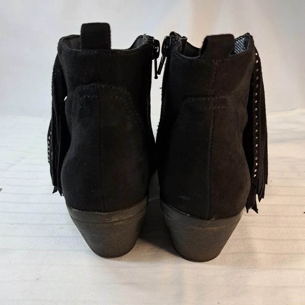 Wonder Nation Black Fringed Ankle Boots Kids Size 4